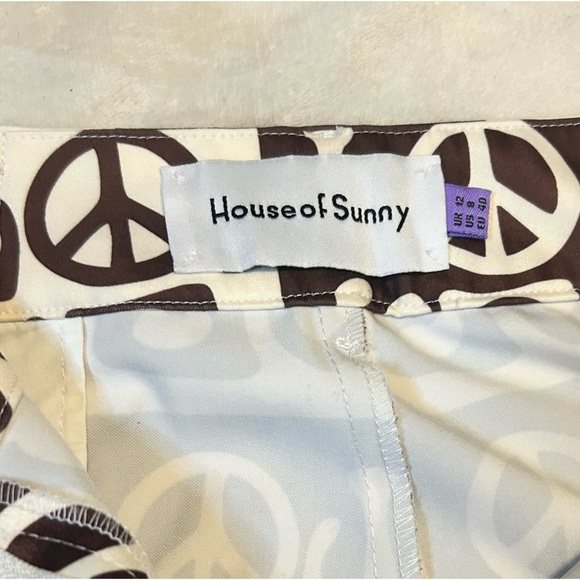 House Of Sunny | All you need is Love Brown & Cream Pants | 70s Boho | Size 8 - Picture 10 of 14